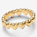 Gold Row of Hearts Ring - 52