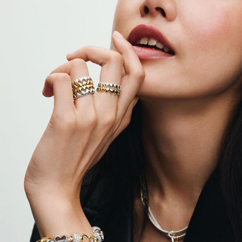 Gold Row of Hearts Ring - 52
