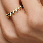 Gold Row of Hearts Ring - 56