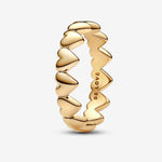 Gold Row of Hearts Ring - 56