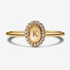 Gold Engravable Oval Halo Ring - 50