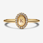 Gold Engravable Oval Halo Ring - 52
