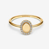 Gold Engravable Oval Halo Ring - 54