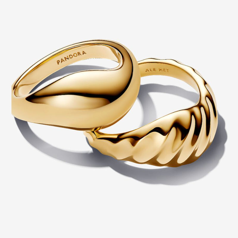 Gold Rippled Stacking Rings - 52