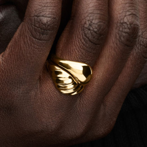 Gold Rippled Stacking Rings - 58