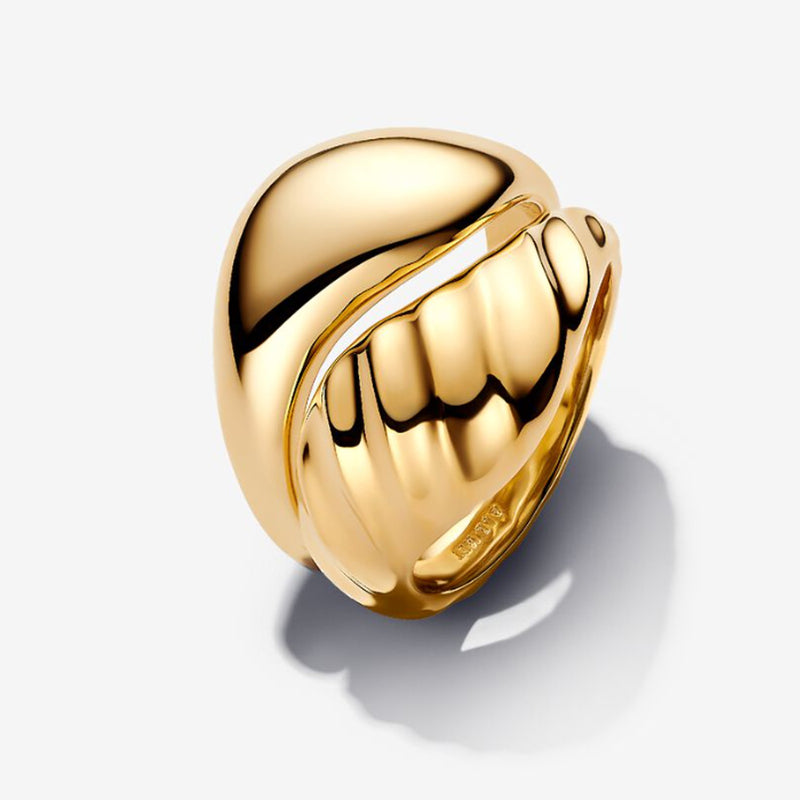 Gold Rippled Stacking Rings - 58