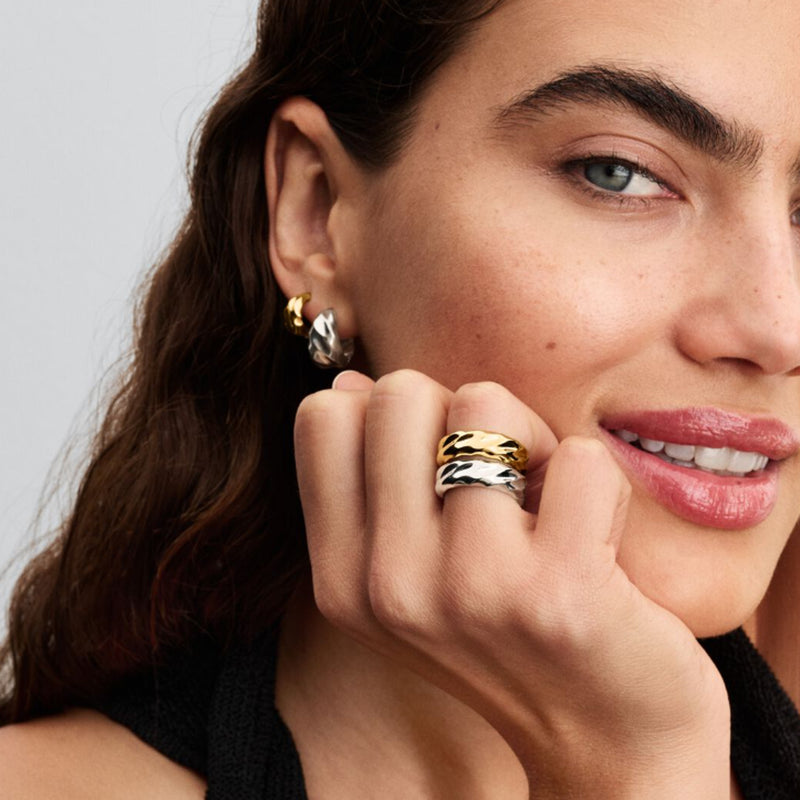 Rippled Wide Band Ring - 54