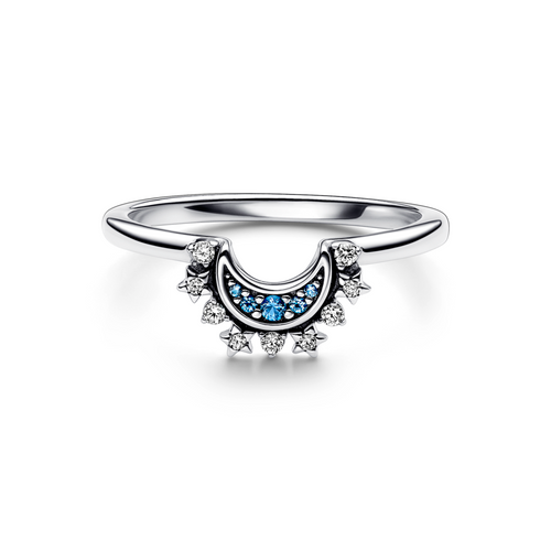 CELESTIAL BLUE SPARKLING MOON RING 192675C01-56 - Size 56