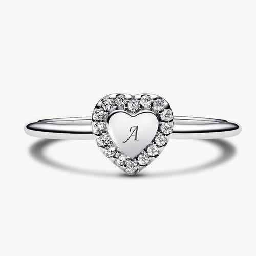 Engravable Heart Halo Ring Size 52