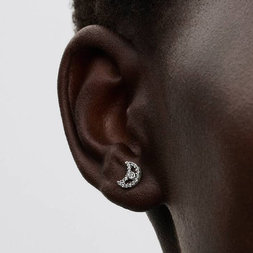 SPARKLING MOON STUD EARRINGS