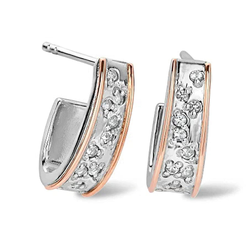 Clogau Silver Cariad Sparkle Half Hoop Earrings