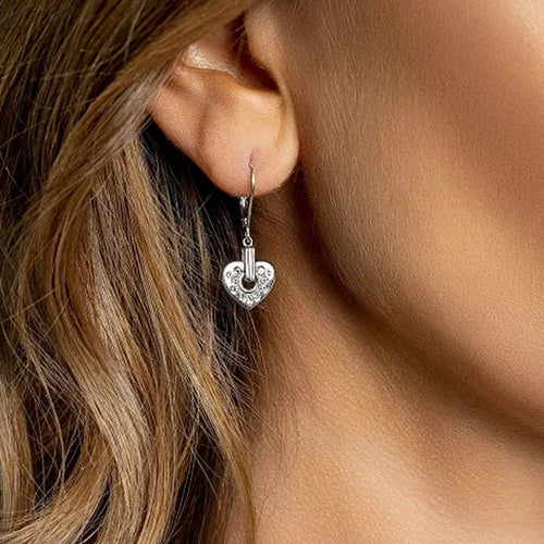 Clogau Silver Cariad Sparkle Heart Drop Earrings
