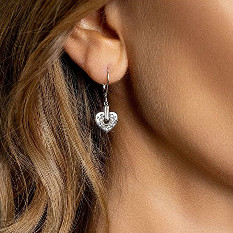Clogau Silver Cariad Sparkle Heart Drop Earrings