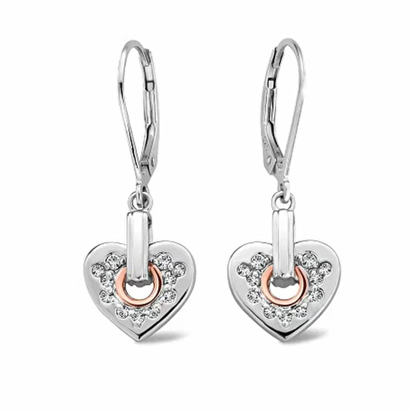 Clogau Silver Cariad Sparkle Heart Drop Earrings