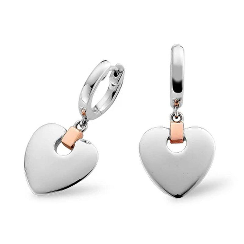 Clogau Silver Cariad Heart Hoop Drop Earrings