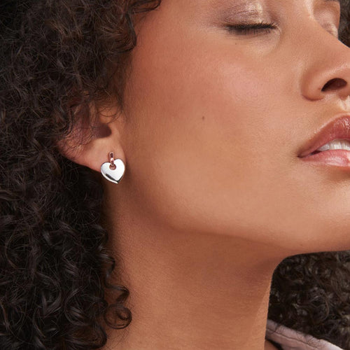 Clogau Silver Cariad Diamond Heart Stud Earrings