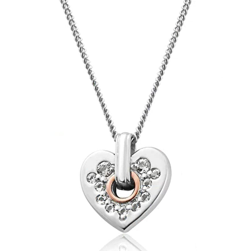 Clogau Silver Cariad Sparkle Heart Pendant & Chain