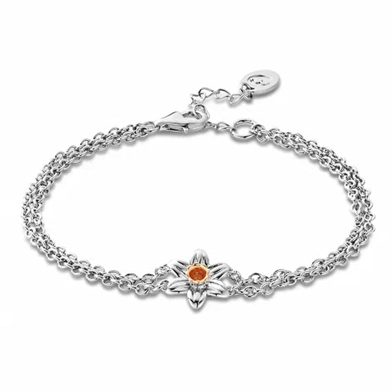 Clogau Silver Daffodil Double Chain Bracelet 3SDMB