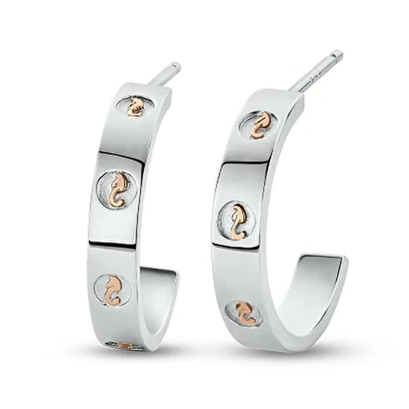 Clogau Silver Insignia Slim Half-Hoop Earrings