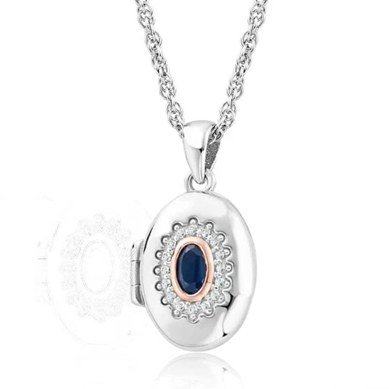 Clogau Silver Princess Diana Sapphire Locket & Chain