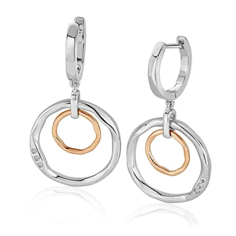 Clogau Silver Ripples Double Hoop Creole Earrings