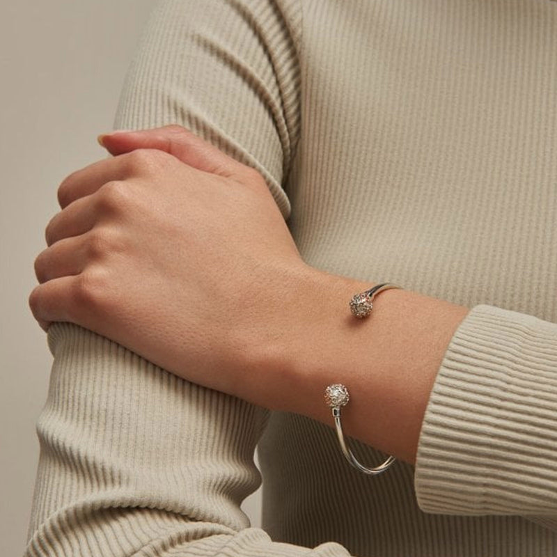 Clogau Jewellery Silver and Gold Tudor Court Spherical Pearl Bangle 3STDC0333
