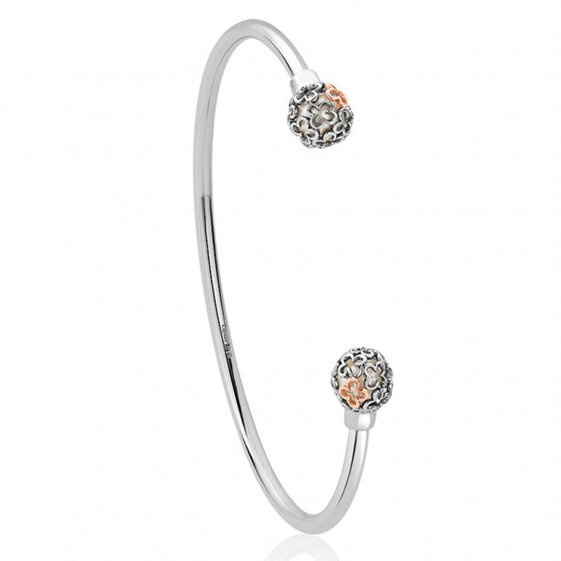 Clogau Jewellery Silver and Gold Tudor Court Spherical Pearl Bangle 3STDC0333