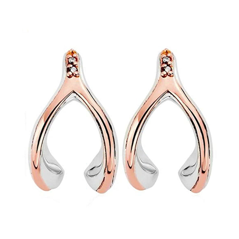 Clogau Silver Wishbone Diamond Stud Earrings