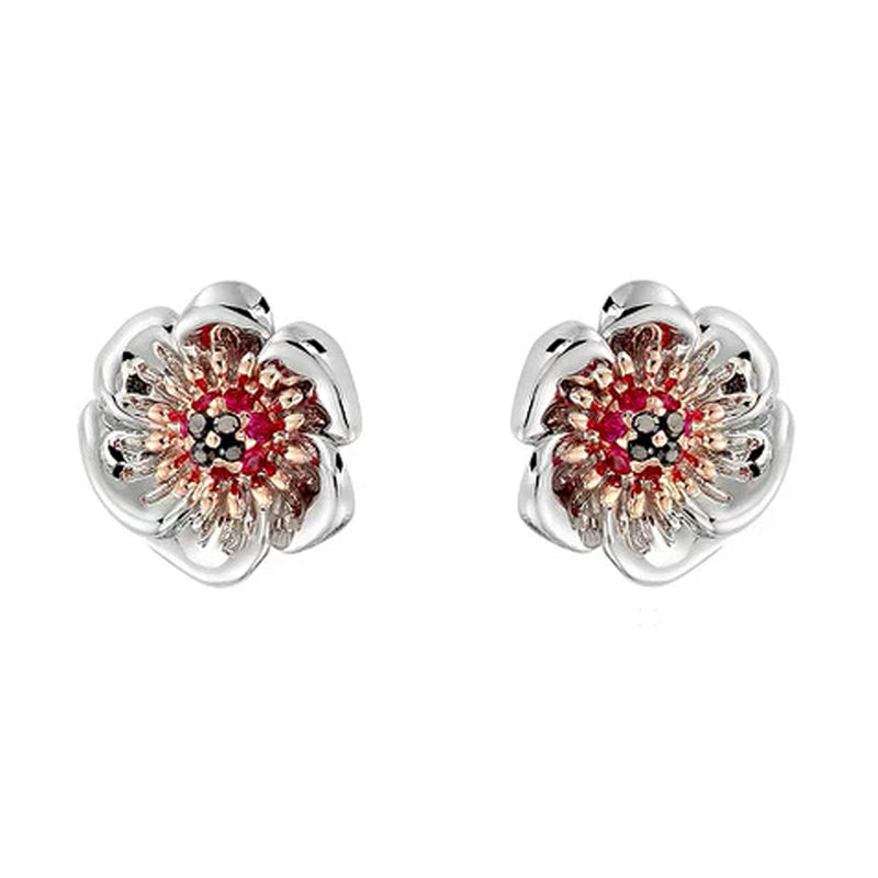 Clogau Silver Welsh Poppy Stud Earrings