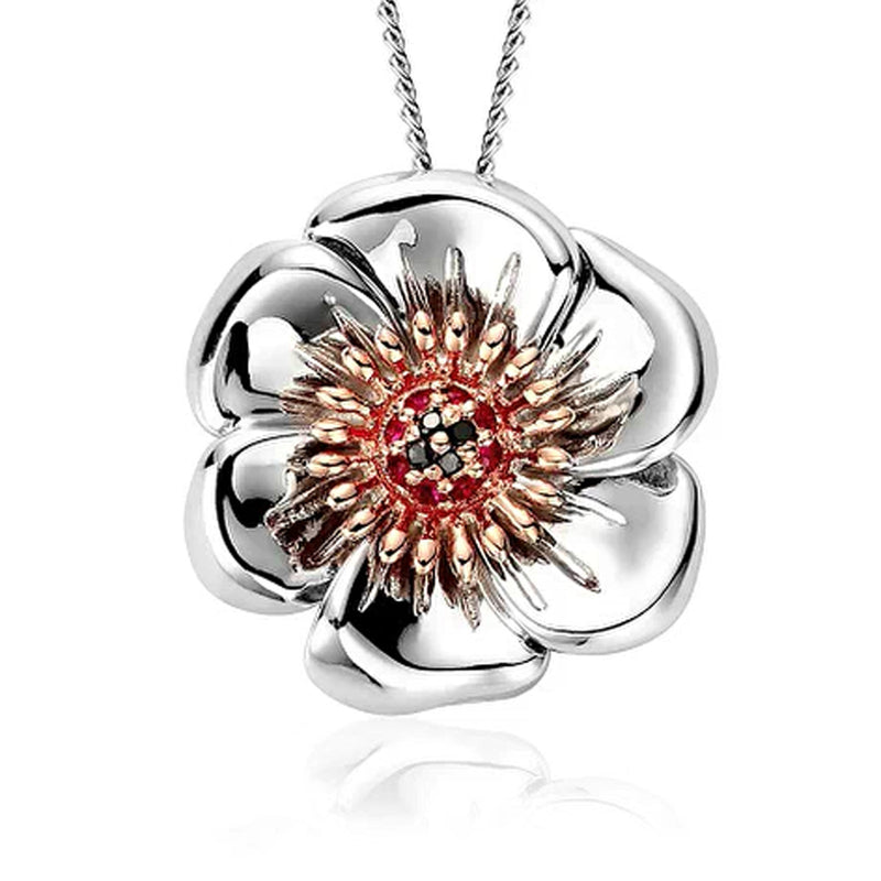 Clogau Silver Welsh Poppy Pendant & Chain