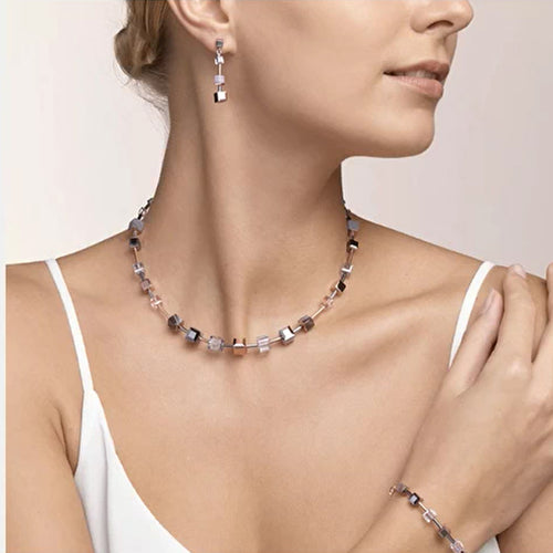 Coeur De Lion GeoCUBE Agate & Clear Crystal Necklace