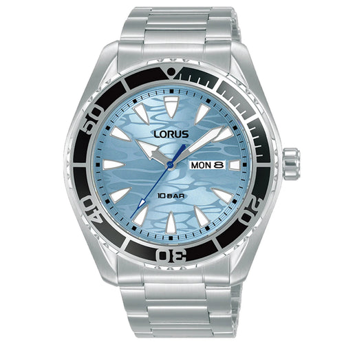 Lorus Gents Stainless Steel Light Blue Dial Bracelet Sports Watch RH389AX9