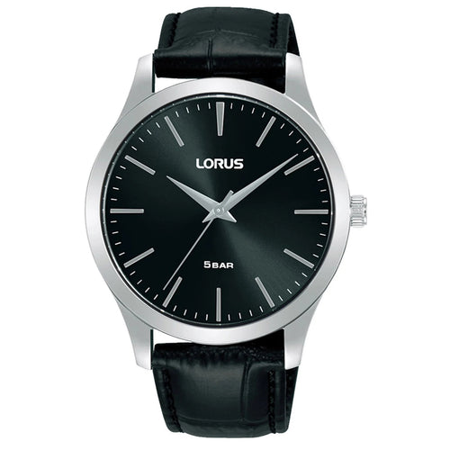 Lorus Gents Black Dial Black Strap Quartz Watch RRX71HX9