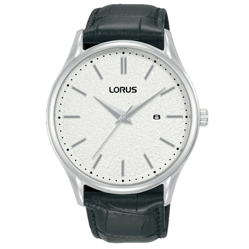 Lorus Gents Classic White Dial Black Strap Watch RH937QX9