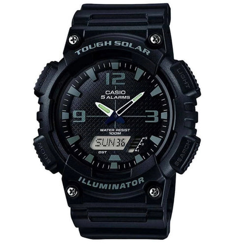 Casio Gents Black Dual Display Solar Powered Digital Chronograph Watch