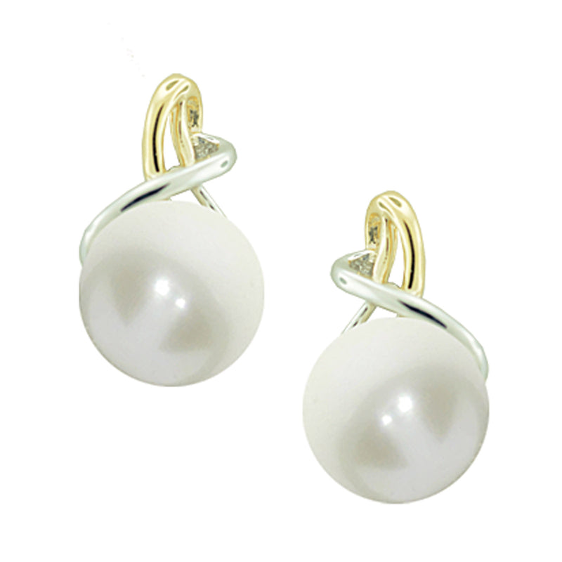 9ct Gold 9.5-10mm Fresh Water Pearl Twist Stud Earrings
