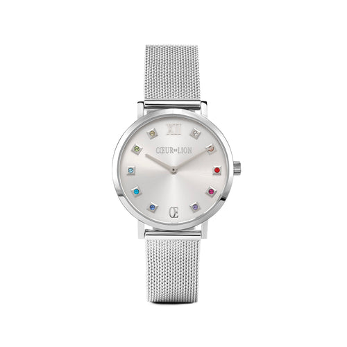 Coeur De Lion Round Silver Sunray Mesh Watch