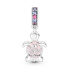 MURANO GLASS PINK SEA TURTLE DANGLE CHARM