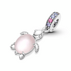MURANO GLASS PINK SEA TURTLE DANGLE CHARM