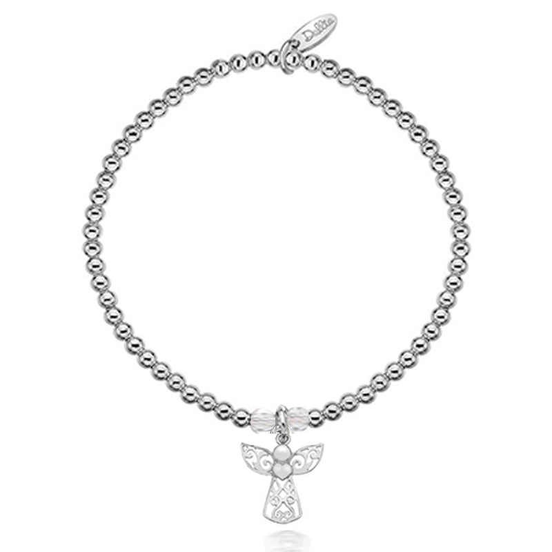 Silver Angel Crystal Beaded Bracelet