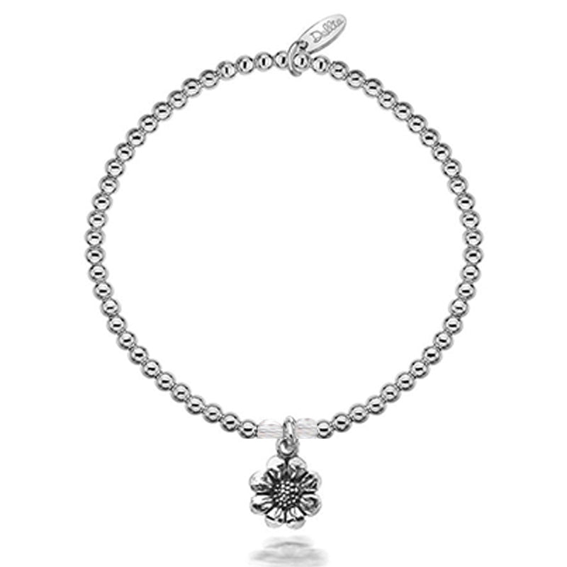 Silver Daisy Expanding Beaded Bracelet