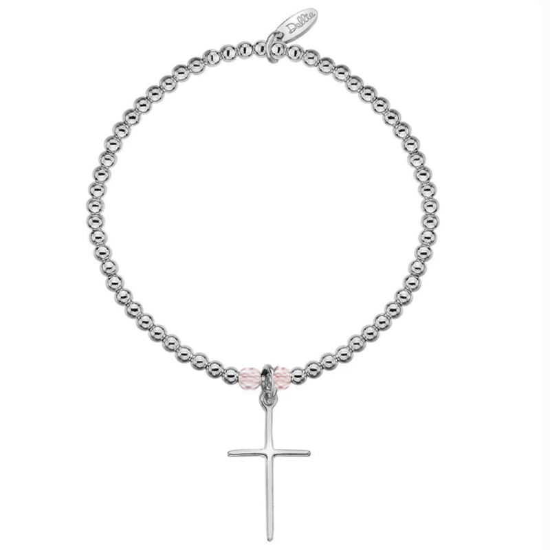 Silver Hope & Faith Symbol Beaded Bracelet