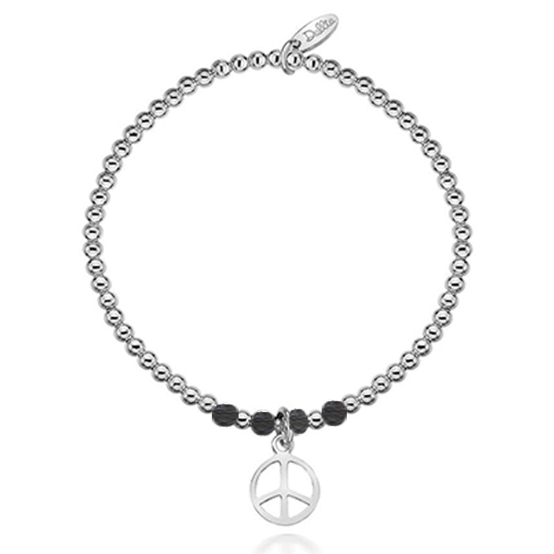 Silver Freedom & Peace Symbol Bracelet