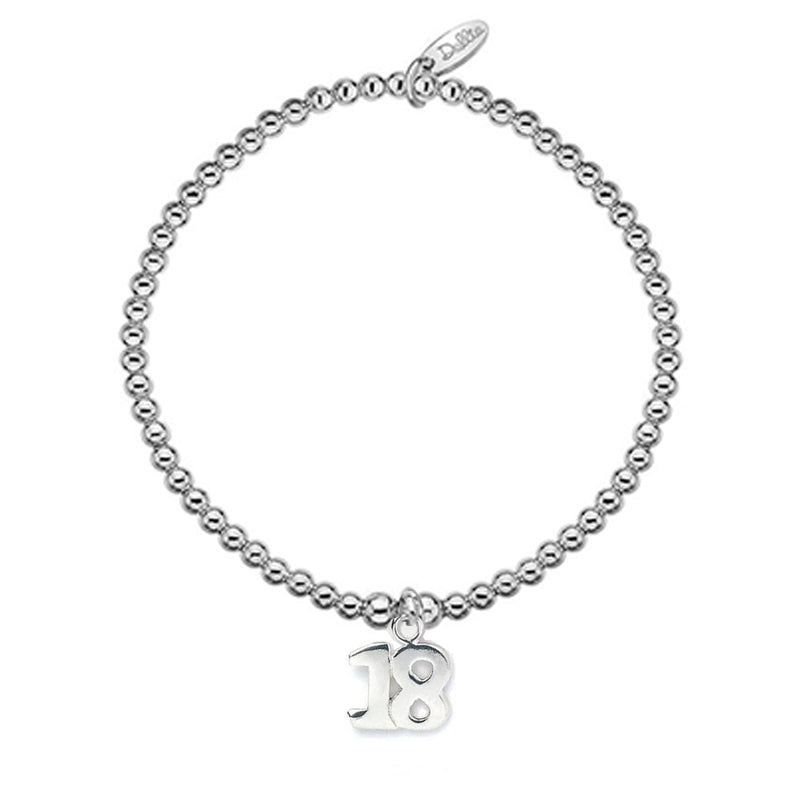 Silver 18th Birthday Celebration Beaded Bracelet