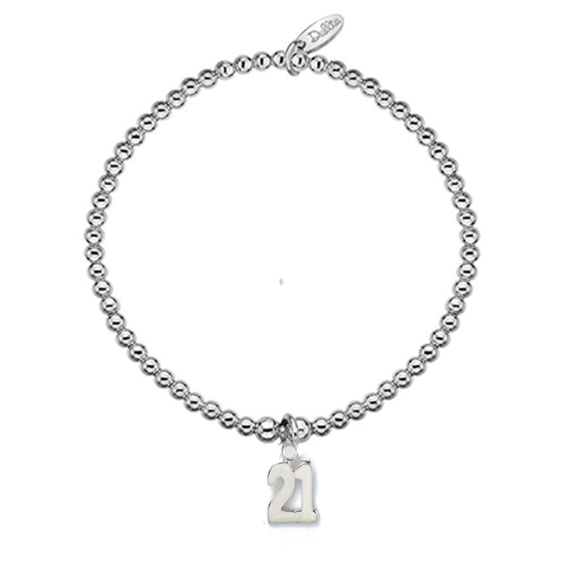 Silver 21st Birthday Celebration Beaded Bracelet