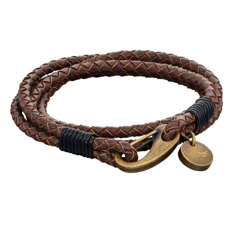 Fred Bennett Gents Double Row Double Brown Leather Bracelet B5273