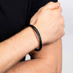 Fred Bennett Gents Black Double Row Leather Bracelet B5321