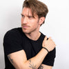 Fred Bennett Gents Recycled Black Leather 21cm Bracelet B5322