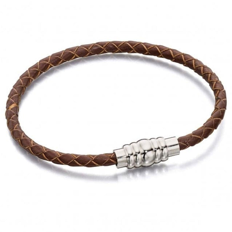 Fred Bennett Slim Brown Leather Magna Bracelet B5400