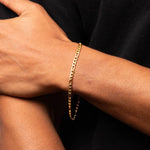Fred Bennett Gents Stainless Steel Gold Tone Figaro Bracelet B5411